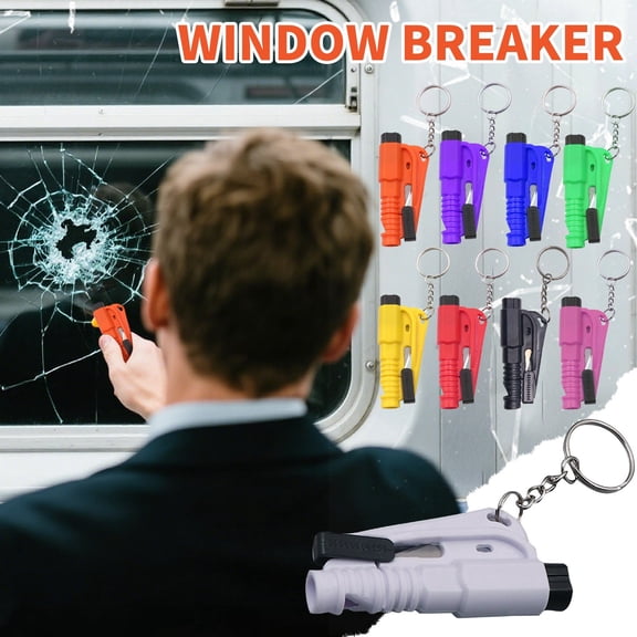 bgtlik 9Pcs Car Window Breaker Tool Keychain,3 in 1 Glass Breaker and Seatbelt Cutter & Survival Whistle, ,Car Accessories,Emergency Keychain Car Escape Tool Applicable to All Cars