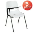 thumbnail image 2 of Flash Furniture HERCULES 5 Pack White Ergonomic Shell Chair with Right Handed Flip-Up Tablet Arm, 2 of 13