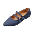 thumbnail image 2 of Widestep Shoes for Women, Woman Mary Jane, Womens Slip On Walking Shoes, Suede Flat Shoes for Women Dressy Pointed Toe Comfortable Work Business Casual Flat Shoes With Strap, Blue 9, 2 of 9