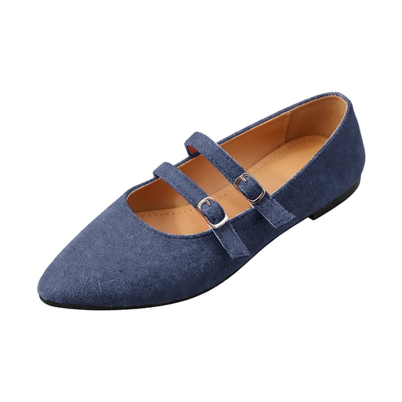 longantii Mary Jane Shoes Women Slip on Dressy Ballet Flats Shoes for Women New Soft Non-Slip Shoes for Casual Formal Work School Office Walking Blue