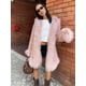 thumbnail image 1 of Abrigo largo de piel sintética para mujer, cárdigan esponjoso de manga larga con cuello redondo, ropa de calle cálida, color rosa, moda de invierno, 2024, 1 of 5