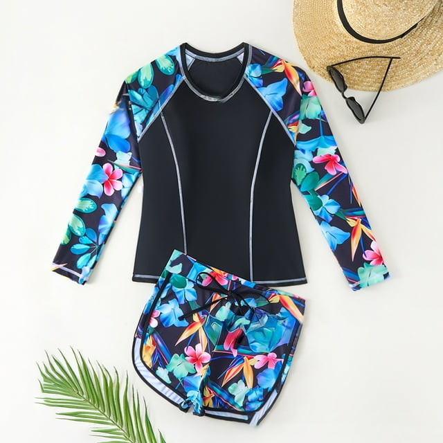 WEAIXIMIUNG Maillot Dermoprotecteur à Manches Longues Ensemble de Tankini Athlétique Aztèque Maillot de Bain m