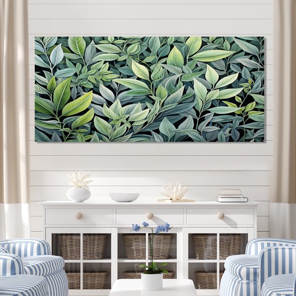 Designart "Wisdom of Sage Herbs II" Oversized Floral Wall Art - Traditional Green Herbs Bedroom Canvas Wall Art