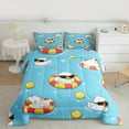 thumbnail image 2 of jejeloiu Cartoon Duck Bedding Comforter Set,Swimming Ring Twin Comforter Sets,Yellow Blue White Bedding Set For Boys Girls,Microfiber Bedroom Decor Reversible,2pcs, 2 of 8