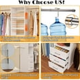 thumbnail image 6 of Closet System with Drawers, 5FT-8FT Custom Closet Organizer System 99" Walk in Wood Closet Storage System with 4 Expandable Hanging Rods Wall Mount White, 6 of 6