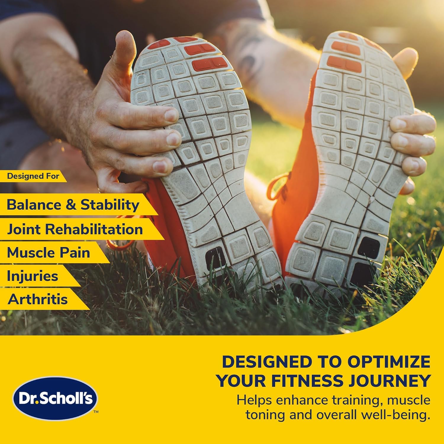 Dr. Scholl's 3-Piece Stretch & Tone Resistance Kit (10lb & 20lb Bands) - Balance, Rehabilitation, Fitness