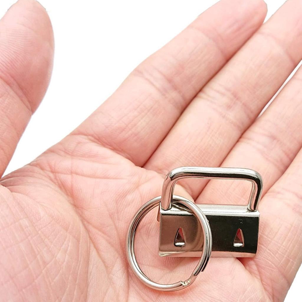 Tizuqe 50 Pieces 1 Inch for Key Fob Hardware Set with Split Rings Pliers Tail Clips for Luggage Wristlet Clamp Lanyard Keychain DIY Making Supplies