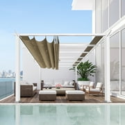 Paragon Outdoor 11' x 11' Florence Aluminum Pergola in White with Adjustable Sand Color Canopy