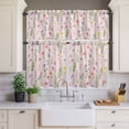 thumbnail image 4 of 3 Piece Kitchen Curtains and Valances Set Pink Spring Floral Cafe Curtains 24 Inch Length Flowers Botanical Elegant Pastoral Valance & Tier Curtain for Living Room Bedroom Window 54"x18"+27"x24"*2, 4 of 6