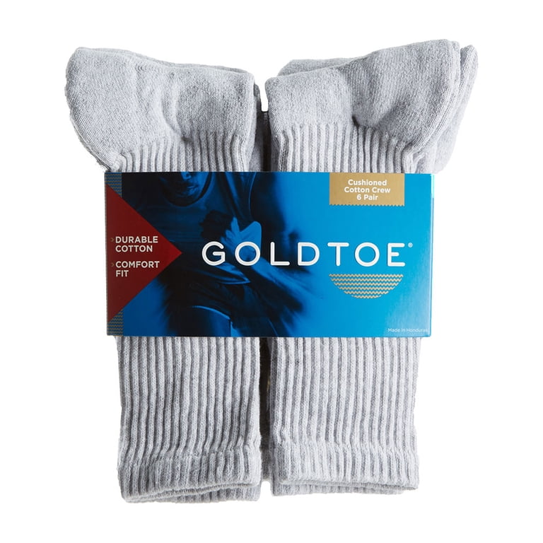 Gold Toe Men's Athletic, Full Cushion Cotton Crew Socks, 6 Pack - Sport  Gray - Walmart.com