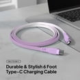thumbnail image 3 of Powertek USB-C to USB-C Two-Tone Pastel Fast Charge Cable, 6 ft, Purple, 3 of 8