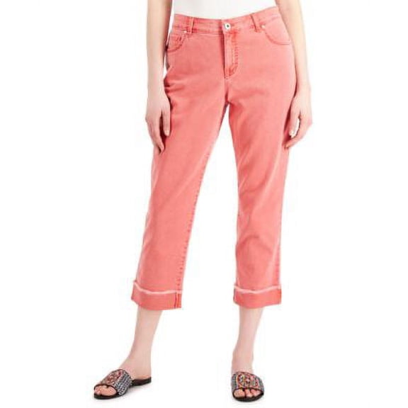Style & Co Womens Curvy Cuffed Capri Jeans Cherry Bliss 8