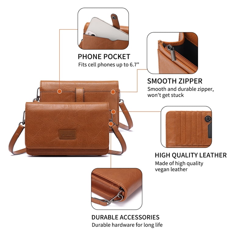 SENDEFN Leather Crossbody Clutch with RFID Blocking Card Slots photo 3