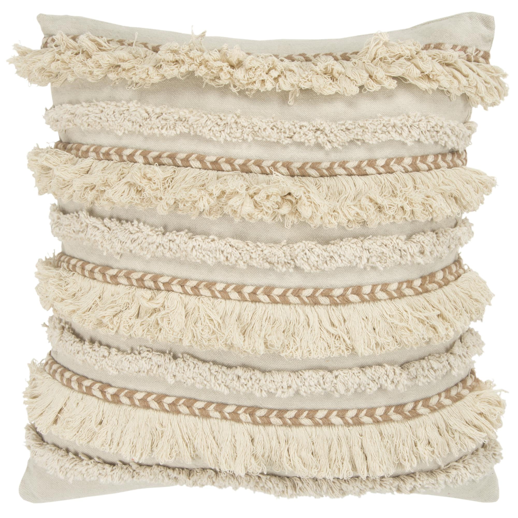 Rizzy Home Decorative Throw Pillow Cover Stripe 20"X20" Natural