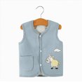 thumbnail image 2 of Staki Toddler Vest Girls Vest Warm Winter Jacket Lightweight Sleeveless Buttons Coat(Blue,6-12 Months), 2 of 4