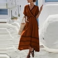 thumbnail image 6 of Women's Summer Maxi Dresses Plus Size V-Neck Short Sleeve Wrap Front Flared Striped Dress, 6 of 7