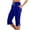 Blue, variant on Womens Pants Girls' Fashionable Solid Color Ed Comfortable Mid Waist Three Quarter Pants