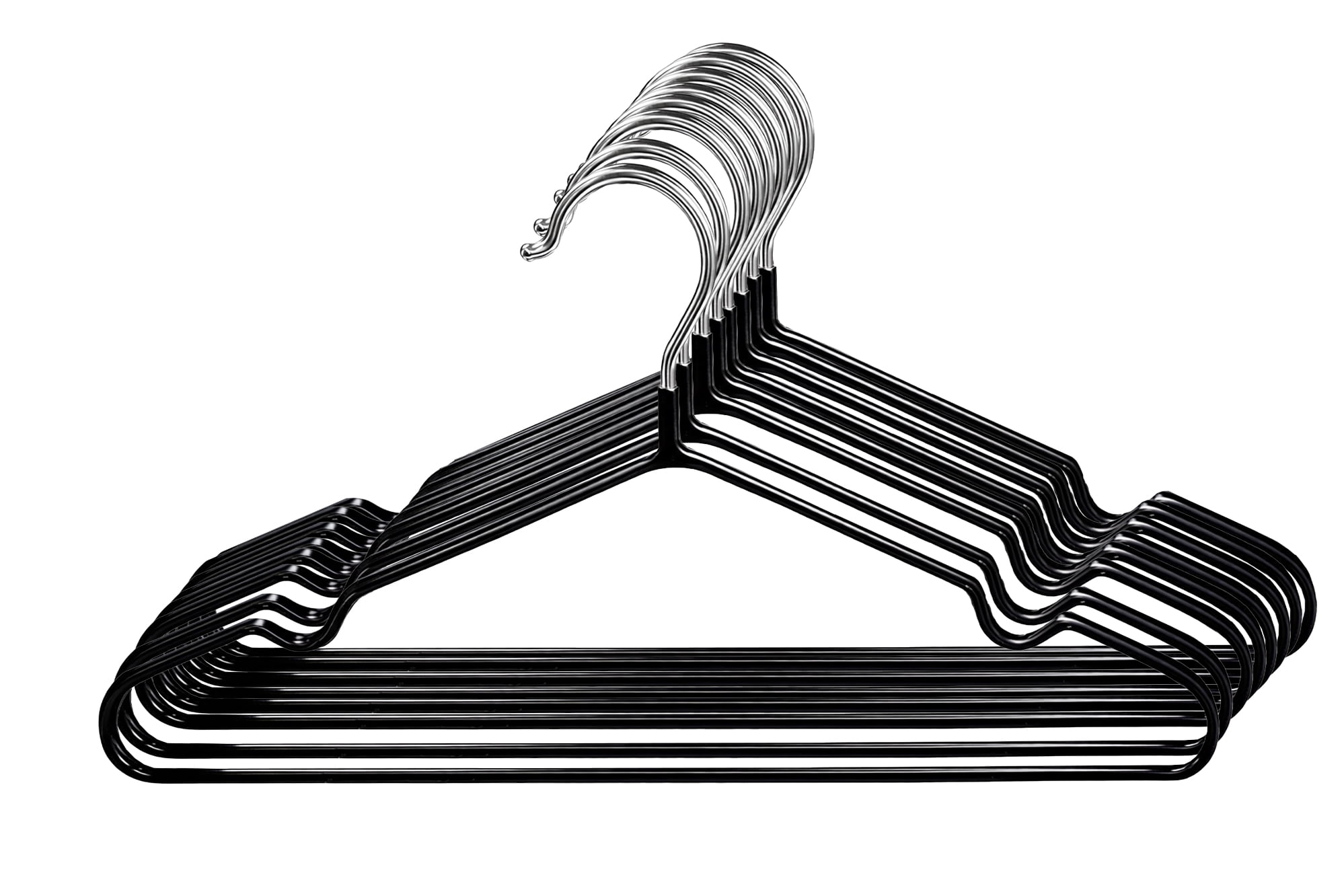 Simpli Furnished Non-Slip Rubber-Coated Hangers for Clothes, 16"w X 8"h, 120-Pack, Black