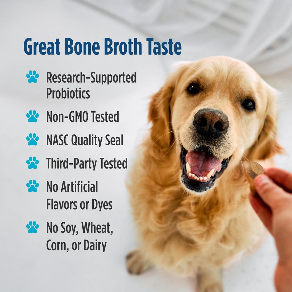 Nordic Naturals Pet Digestive Support with Probiotics, Bone Broth Flavor - 30 Soft Chews
