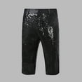thumbnail image 2 of Kvture Men's Capri Pants Straight Slim Sequin Sparkle Pants Summer Party Club Trendy Shiny Shorts with Pockets Black L, 2 of 8