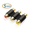Cable Matters 5Pack, Gold Plated 3RCA Coupler