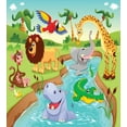 thumbnail image 3 of Kids Decor King Size Duvet Cover Set, Cartoon Safari African Animals Swimming in the Lake Elephant Lions And Giraffe Art, Decorative 3 Piece Bedding Set with 2 Pillow Shams, Multi, by Ambesonne, 3 of 3