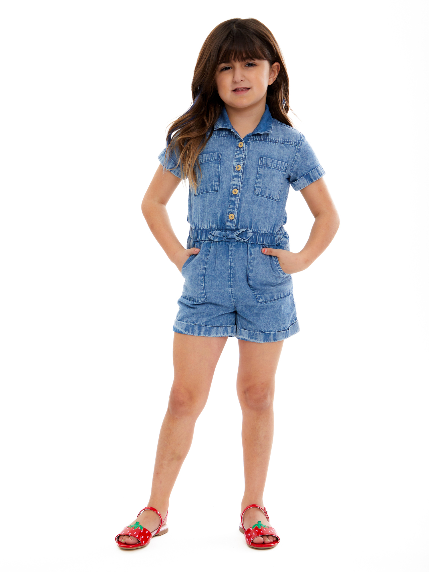 Wonder Nation Toddler Girl Short Sleeve Boilersuit Romper, Sizes 12M-5T - image 3 of 8