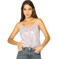 thumbnail image 1 of INSPIRE CHIC Blusa Lentejuela Plateada Brillante Cuello V A-Línea Top Camisola Con Correa De Ribete Para Mujer Rosado M, 1 of 6