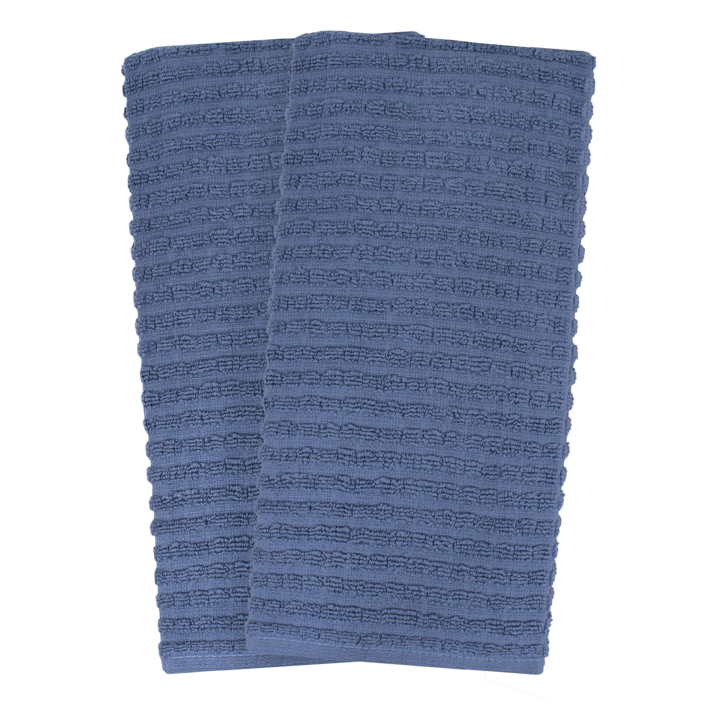 RITZ Royale Collection 100% Combed Terry Cotton, Oversized Kitchen Towel Set, 4-Pack, Solid & Coordinate, Federal Blue