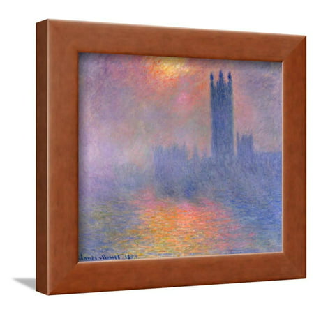 The Houses of Parliament, London, with the Sun Breaking Through the Fog, 1904 Framed Print Wall Art By Claude Monet