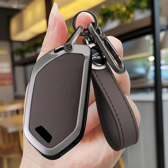 Metal & Leather 5/6/7/8 Button Smart Key Fob Cover Case Compatible with Kia Seltos 2024 Telluride EV9 Picanto Sorento All New K5 2023 Keyless with Leather Keychain