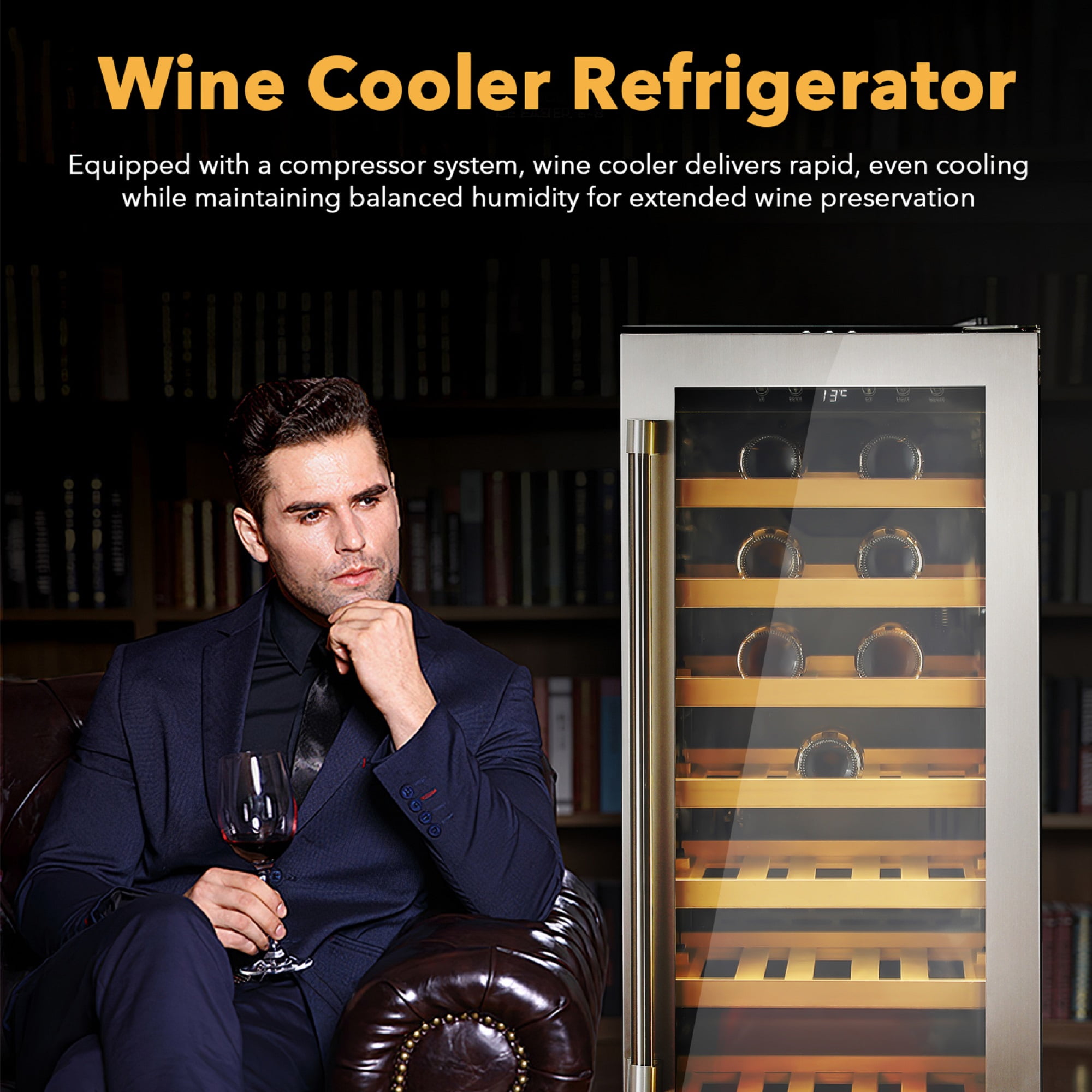 Foxnovo Wine Cooler Refrigerator Elegant Design Ample Storage 33 Bottles