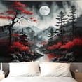 thumbnail image 6 of Anime Japanese Wall Tapestry for Bedroom Aesthetic, Large Black Forest Moon Tapestry Wall Hanging, Vintage Nature Mountain Art Decor Tapestries Dark Landscape Backdrop for Living Room 60"X79", 6 of 7