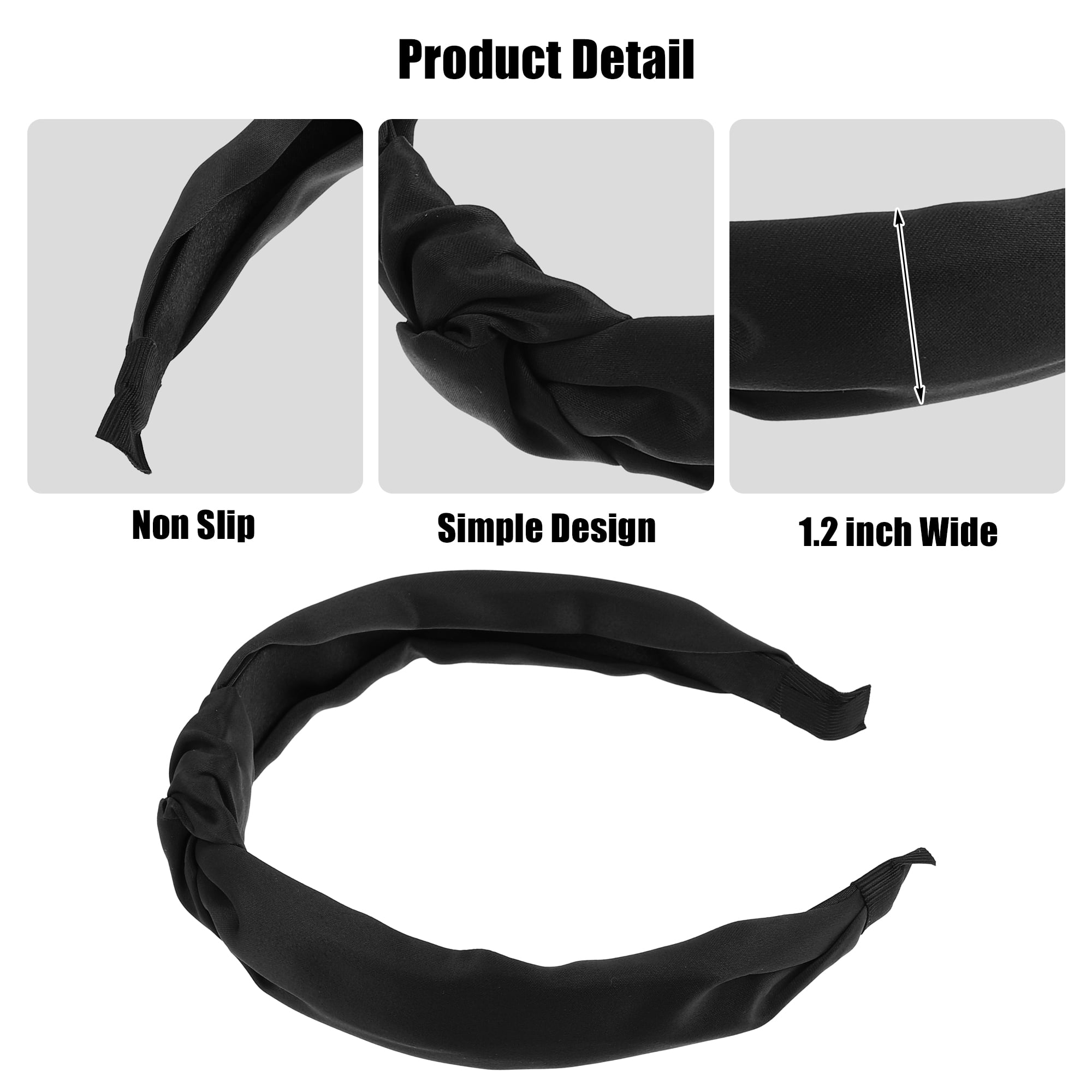 Unique Bargains Satin Knot Headband Hairband for Women 1.2 Inch Wide Black