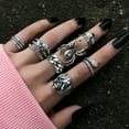 thumbnail image 2 of Vintage Style Alloy Ring Set Minimalist Geometric Rings With Spider Snake Bat Skull Decor For Women Style Gift, 2 of 7
