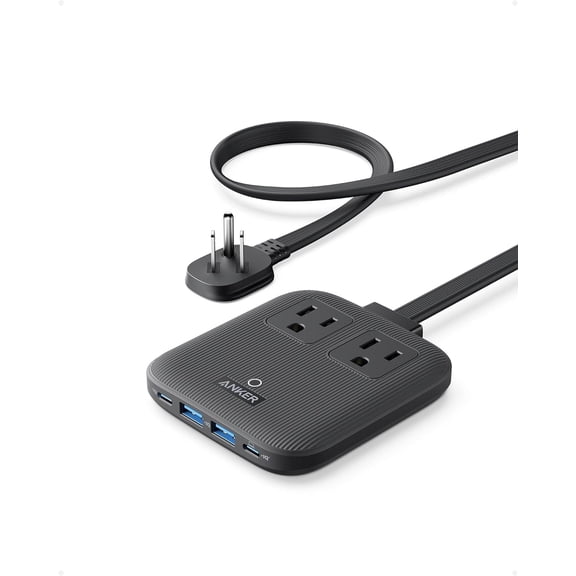 Anker Nano Charging Station(67W Max), 6-in-1 USB-C Power Strip Compatible for iPhone 16/15 and MacBook, with Flat Plug and 5ft Thin Undetachable Extension Cord,2 AC,2 USB-A,2 USB-C, for Home&Office