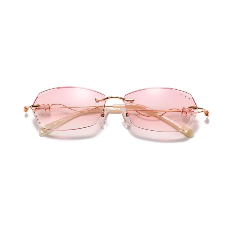 Womens Rimless Rectangle Pink Reading Glasses 4.00 Ladies  display picture 1
