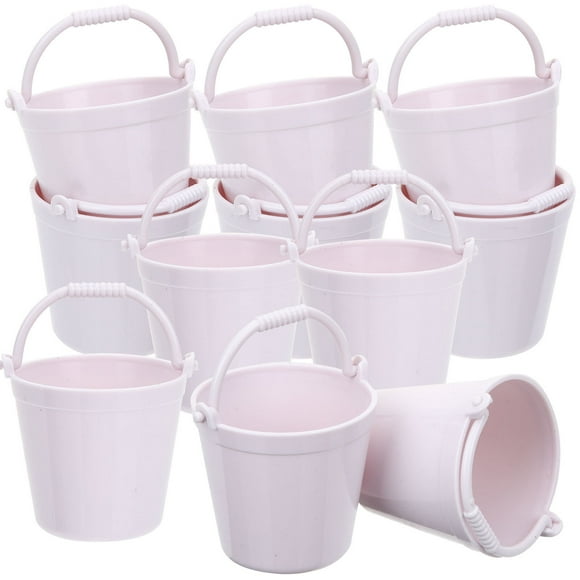 FRCOLOR buckets toy White Plastic Miniature Bucket Toy for Decor with Unique Shape and Chic Color 15Pcs,2.36"X1.69"X1.18"
