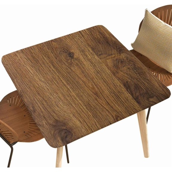 Spandex Stretch Square Table Covers The Texture of The Wood Elastic Square Tablecloth Suit for 36"x36" Square Table, Table Topper Cap for Dining Kitchen Home Party