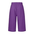 thumbnail image 5 of JJHGVB capris pants Elastic Waist Lounge Slacks Knee Length Capri Pants pedal pushers for women gaucho pants for women Cropped Pant Straight Leg Pants Summer Beach Pants Loose Fit Purple M, 5 of 6