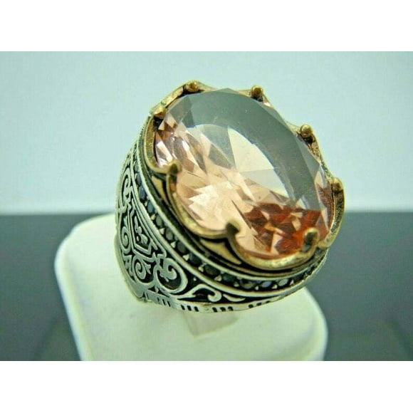 Handmade Jewelry 925 Sterling Silver Cerified Morganite Stone Men Gift Ring US10