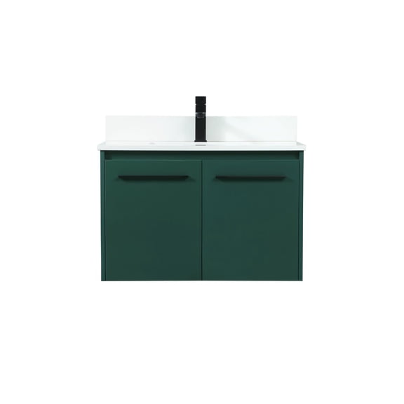 Elegant Decor Penn 30" MDF Single Bathroom Vanity with Backsplash in Green