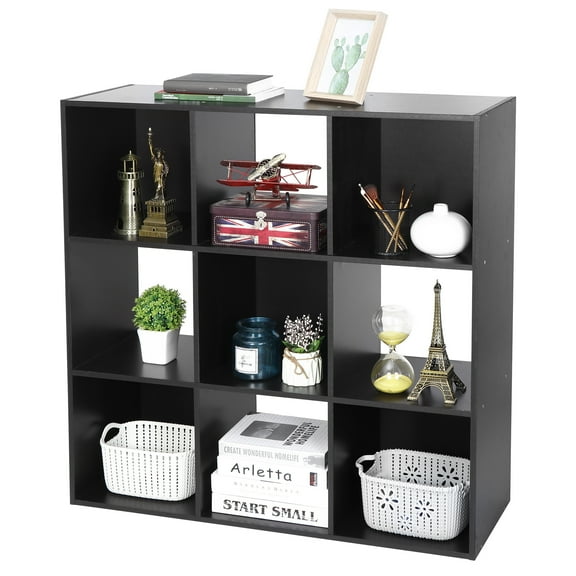 ZENSTYLE 9-Cube Storage Shelf Organizer Display with 5 Removable Back Panels, Black