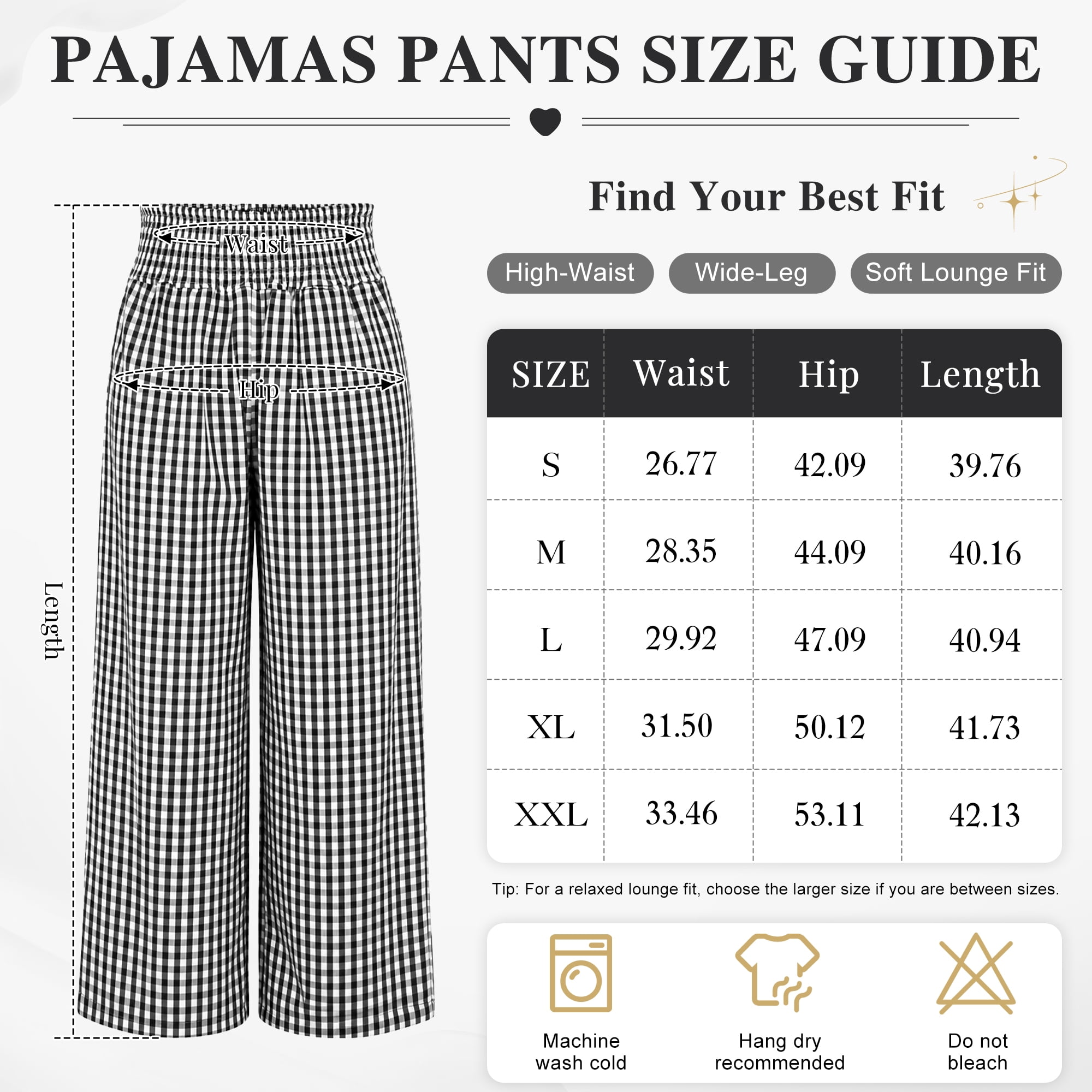 DAKIMOE Pajama Pants Women Palazzo Pants High Waisted Gingham Stripe Lounge Pants Wide Leg PJ Bottoms for Women Valentine's Day