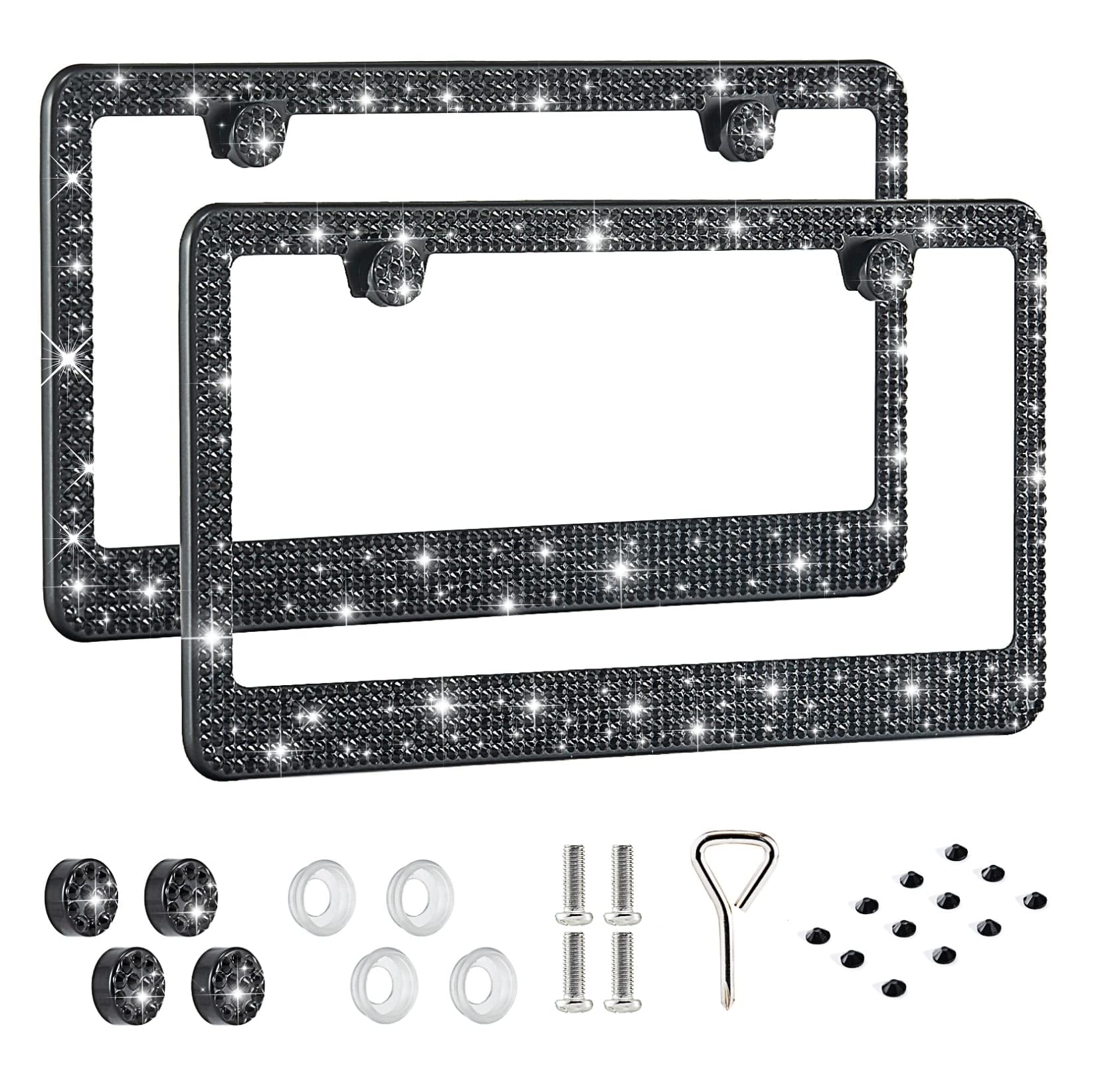 Bling License Plate Frame for Women,2 Pack Premium Stainless Steel