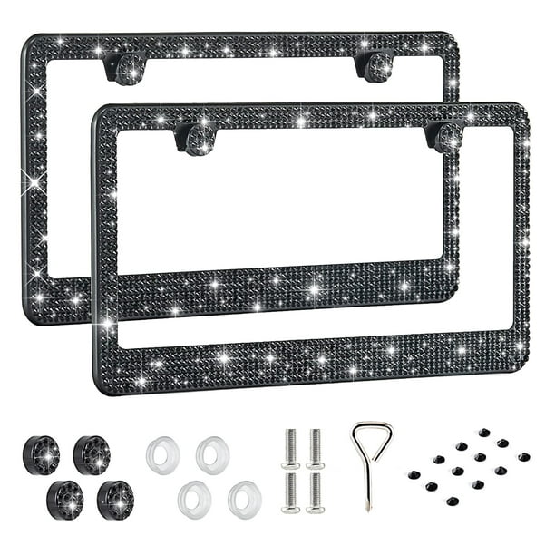 Bling License Plate Frame for Women,2 Pack Premium Stainless Steel