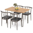 thumbnail image 2 of Costway Rectangular Kitchen Table & 4 Armless Chairs with Upholstered Seat, Spindle Back, 2 of 10