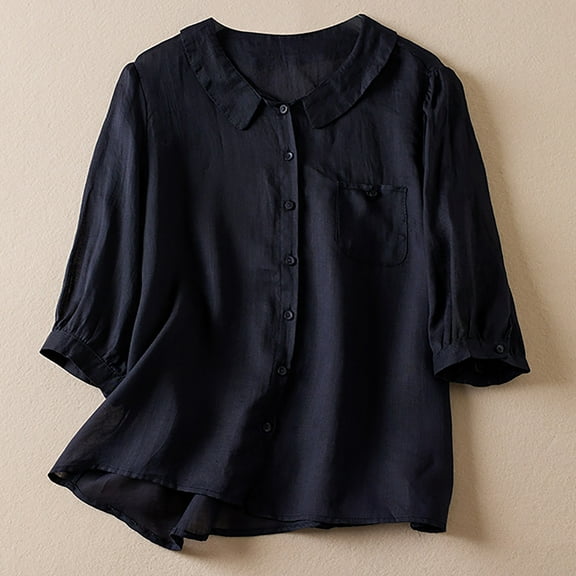 Fesfesfes Women's Shirts Fashion Women Casual Short Sleeve Round-Neck Cotton Irregular Tops Blouse T Shirts for Women XL(US:10)