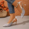 thumbnail image 5 of Miluxas Lace Mesh Slingback Heels for Women Embroidered Kitten Heels Bridal Shoes Pointed Toe Wedding Pumps Gold 5.5(36), 5 of 9