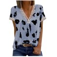 thumbnail image 1 of Birdeem Mode Femmes Été Col en V Dentelle Patchwork Manches Courtes Haut Blouse Aguichant, 1 of 8